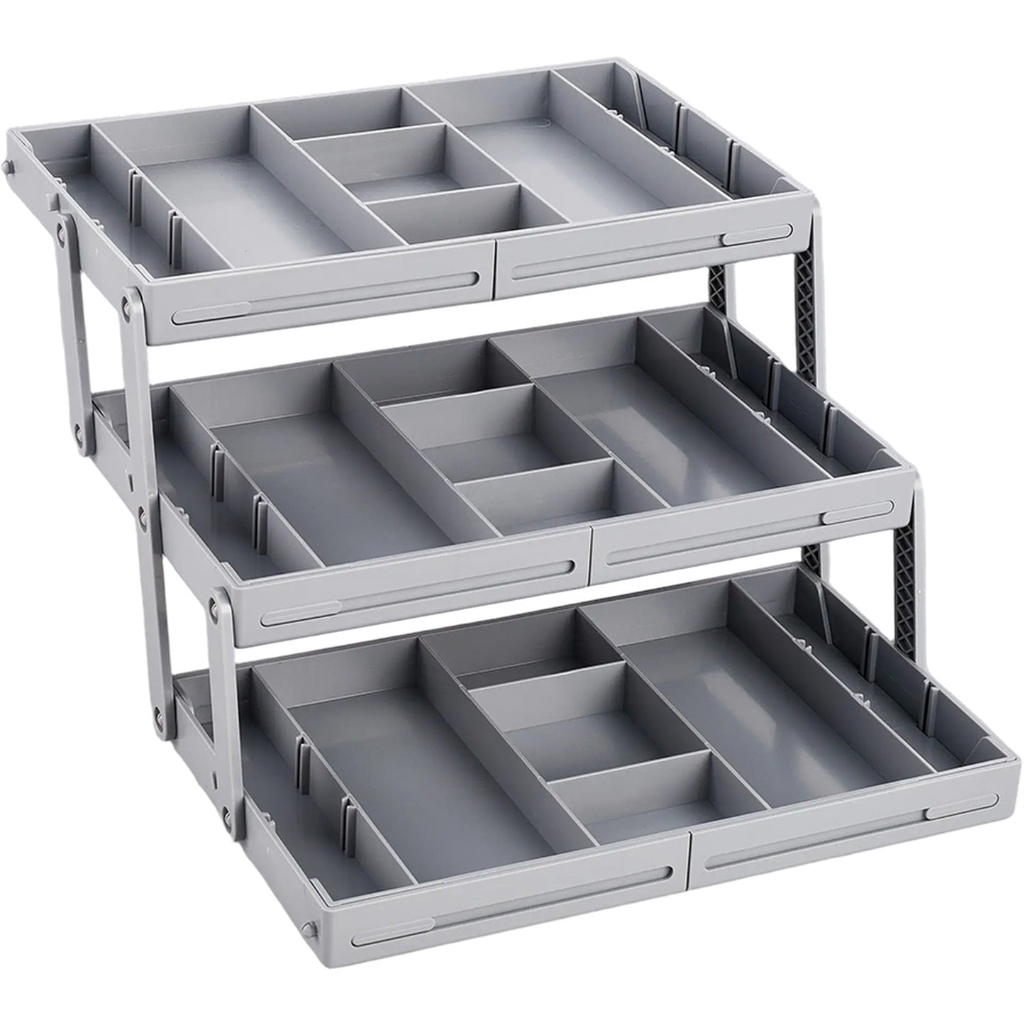 Organizador de cajón expandible de 3 niveles, almacenamiento extragrande, organizador inteligente plegable para joyas y maquillaje