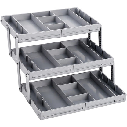 Organizador de cajón expandible de 3 niveles, almacenamiento extragrande, organizador inteligente plegable para joyas y maquillaje