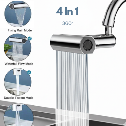Grifo Esencial 4 en 1  360° | Extensor de grifo de cocina de 360° con rosca, aireador de grifo de agua giratorio con 4 modos, accesorio rociador de grifo para cocina