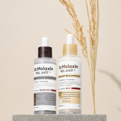 Combo Ampolla Exfoliante de Arroz Blanco y Negro Dr.Melaxin, Peel Shot